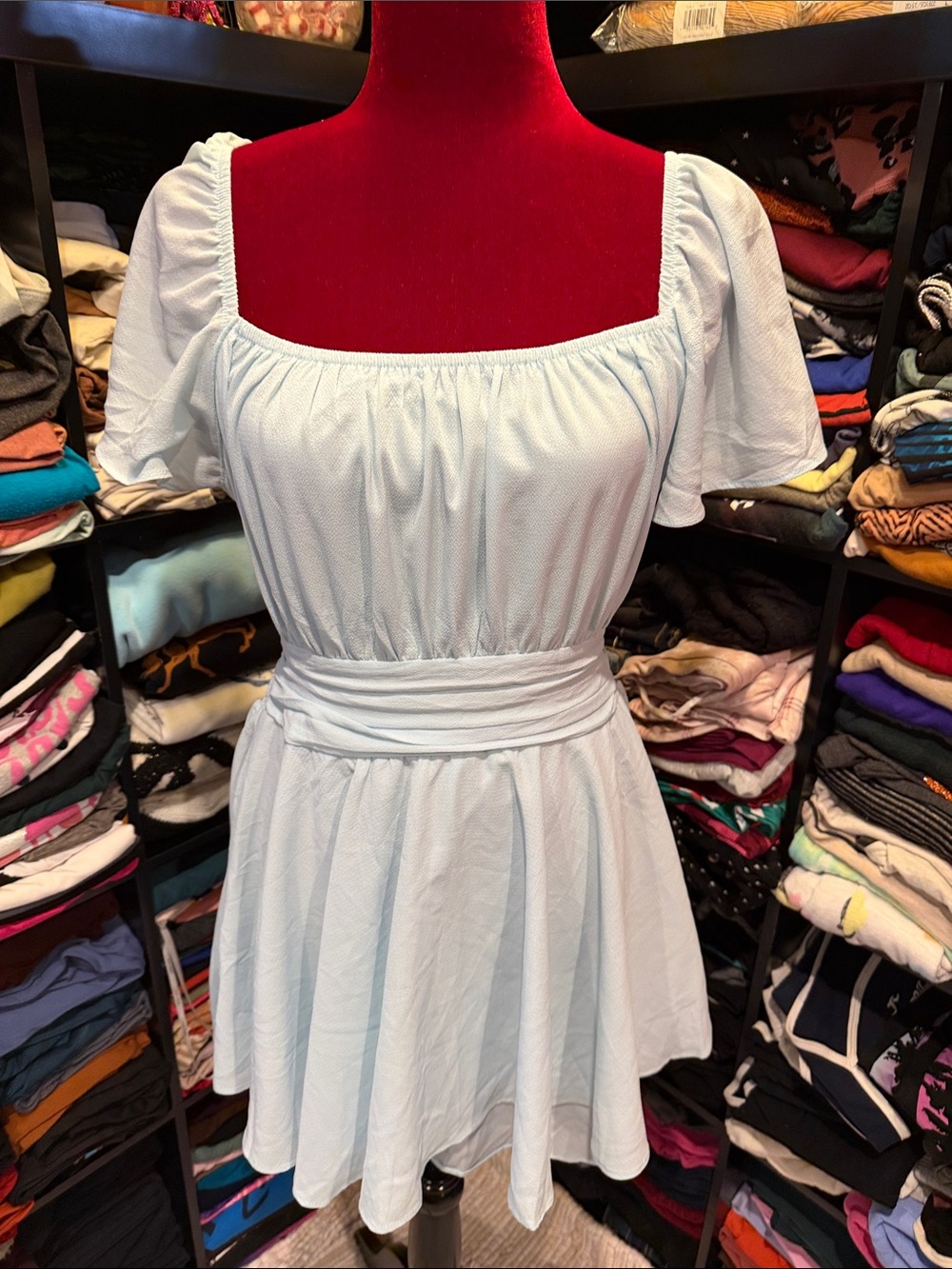 #658. 2/$32 Light blue romper. Large